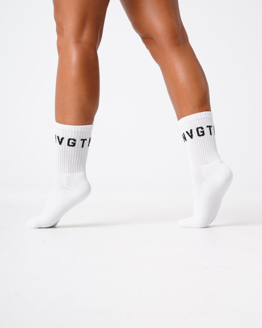 Accesorios NVGTN Crew Socks Hombre Blancas | FMk3WR08