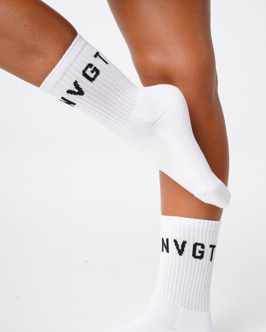 Accesorios NVGTN Crew Socks Hombre Blancas | FMk3WR08