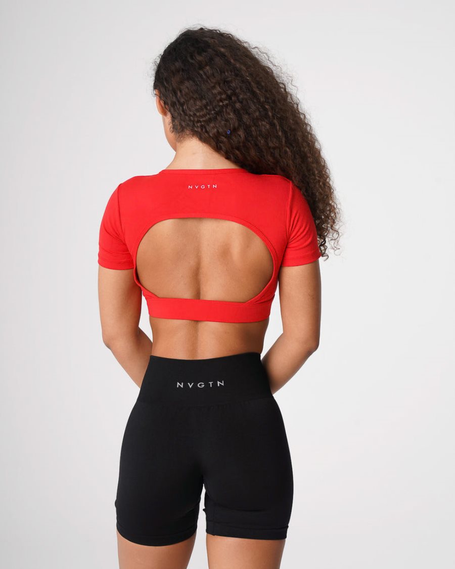 Camiseta NVGTN Open Back Mujer Rojas | rkVXRiIF