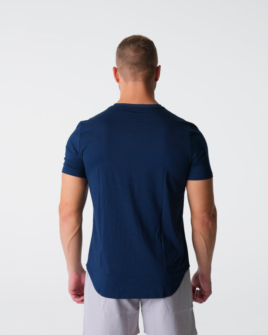 Camiseta NVGTN Pulse Fitted Hombre Azul Marino | EaKee7Zv