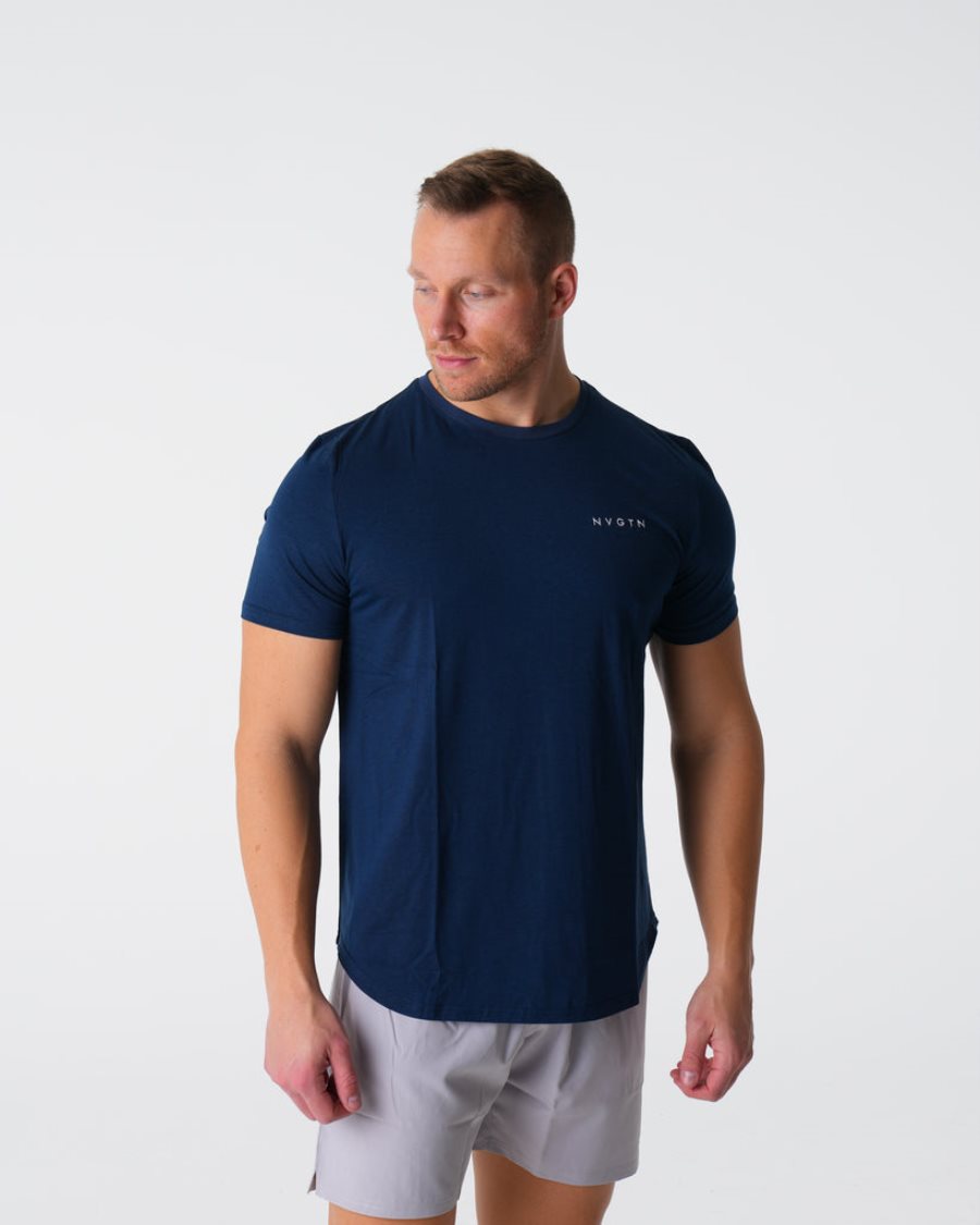 Camiseta NVGTN Pulse Fitted Hombre Azul Marino | EaKee7Zv