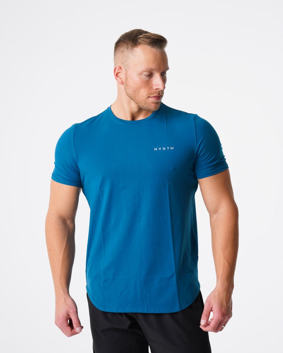 Camiseta NVGTN Pulse Fitted Hombre Azules | gNttraZY