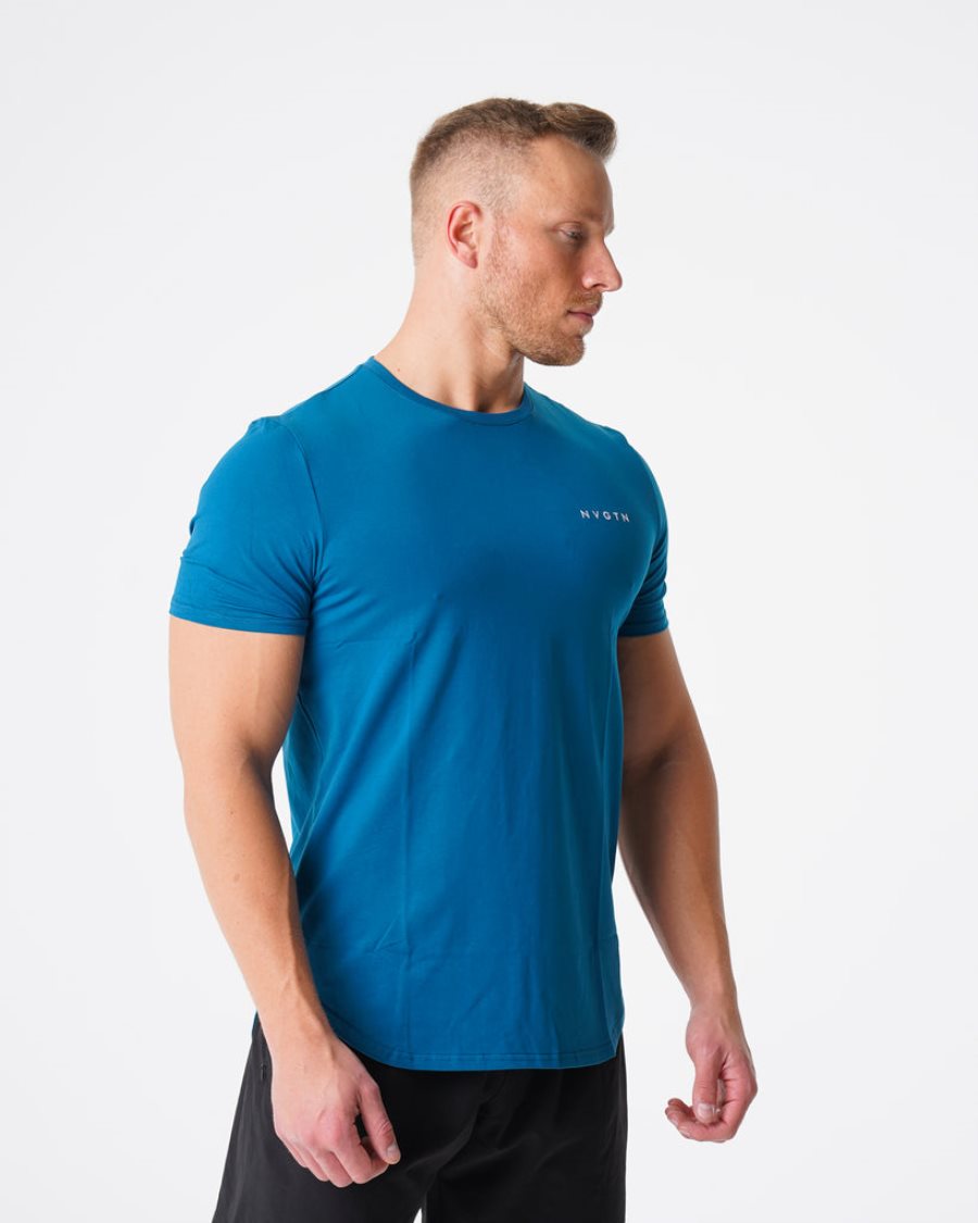 Camiseta NVGTN Pulse Fitted Hombre Azules | gNttraZY