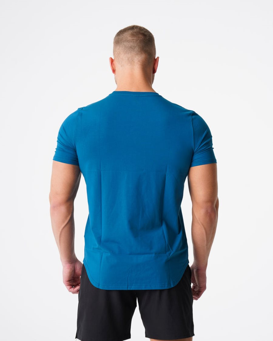 Camiseta NVGTN Pulse Fitted Hombre Azules | gNttraZY