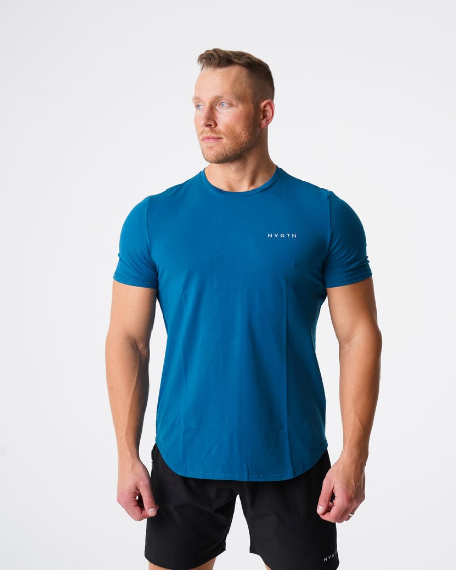 Camiseta NVGTN Pulse Fitted Hombre Azules | gNttraZY