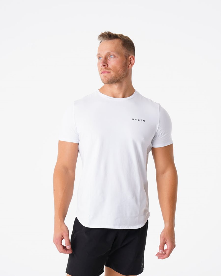 Camiseta NVGTN Pulse Fitted Hombre Blancas | 9JazQshZ