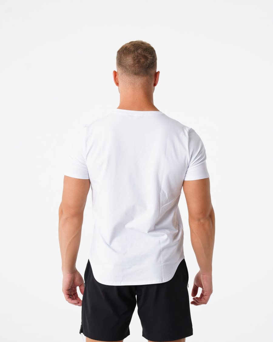 Camiseta NVGTN Pulse Fitted Hombre Blancas | 9JazQshZ