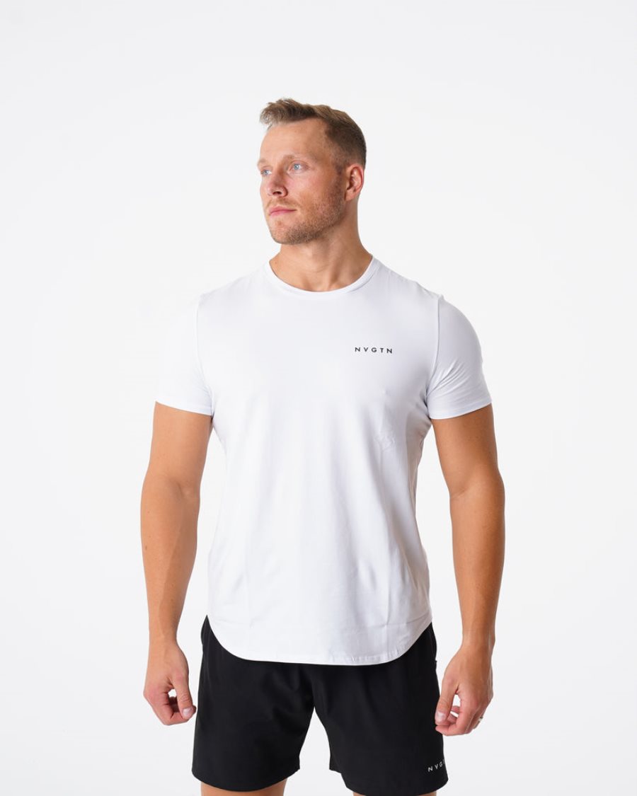 Camiseta NVGTN Pulse Fitted Hombre Blancas | 9JazQshZ