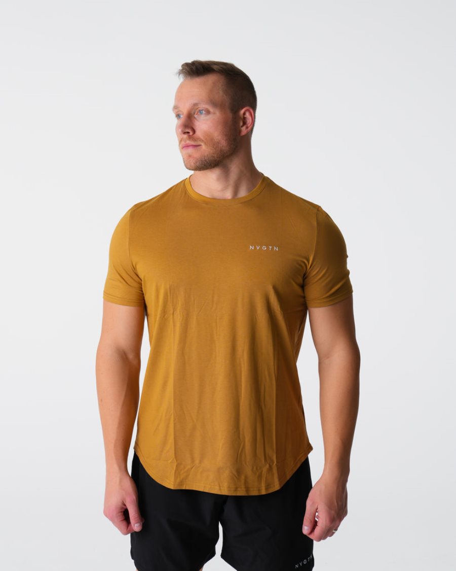 Camiseta NVGTN Pulse Fitted Hombre Naranjas | 82q15s0k