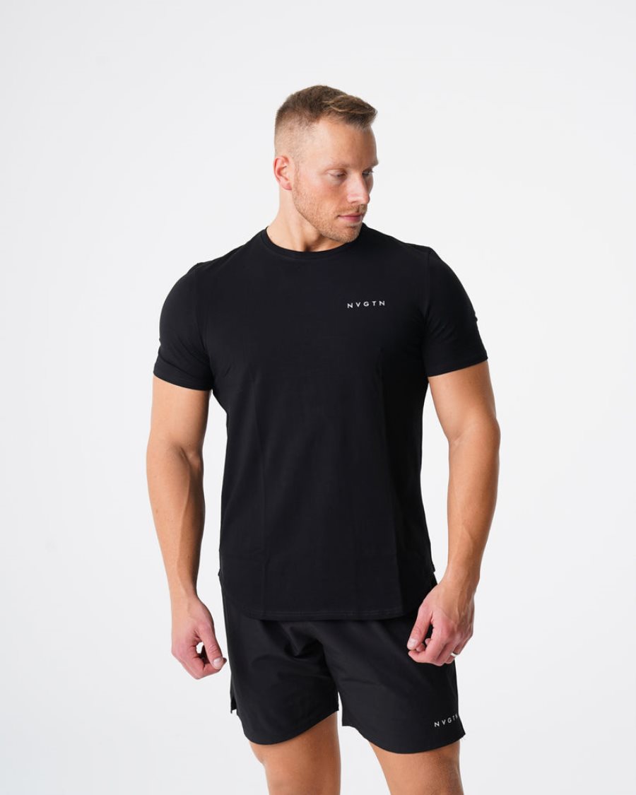 Camiseta NVGTN Pulse Fitted Hombre Negras | 9OyQvnI9