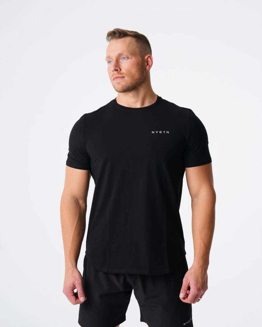 Camiseta NVGTN Pulse Fitted Hombre Negras | 9OyQvnI9