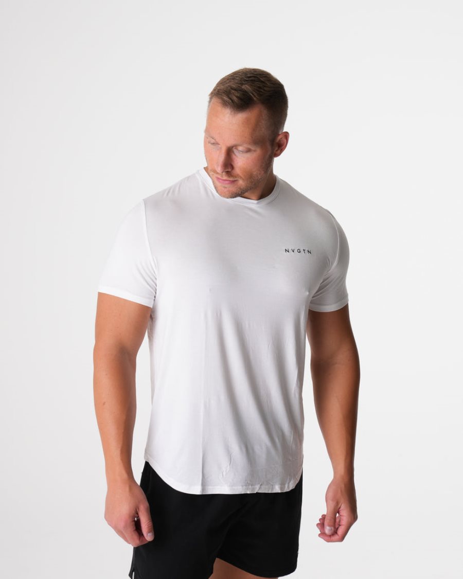 Camiseta NVGTN Tech Fitted Hombre Blancas | zDwE80VI