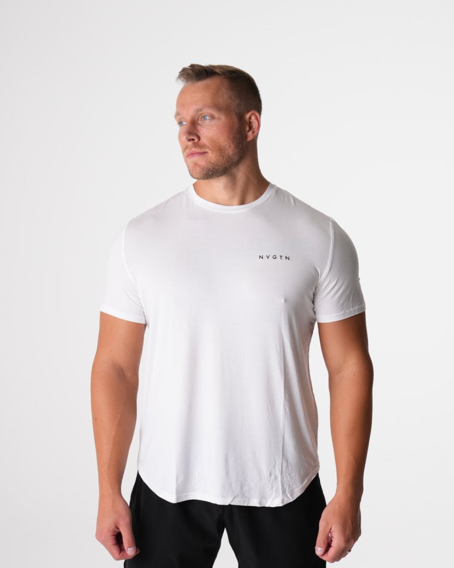 Camiseta NVGTN Tech Fitted Hombre Blancas | zDwE80VI