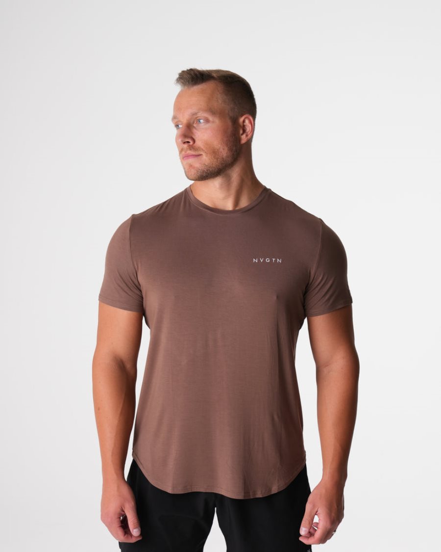 Camiseta NVGTN Tech Fitted Hombre Marrones | T1scSag0