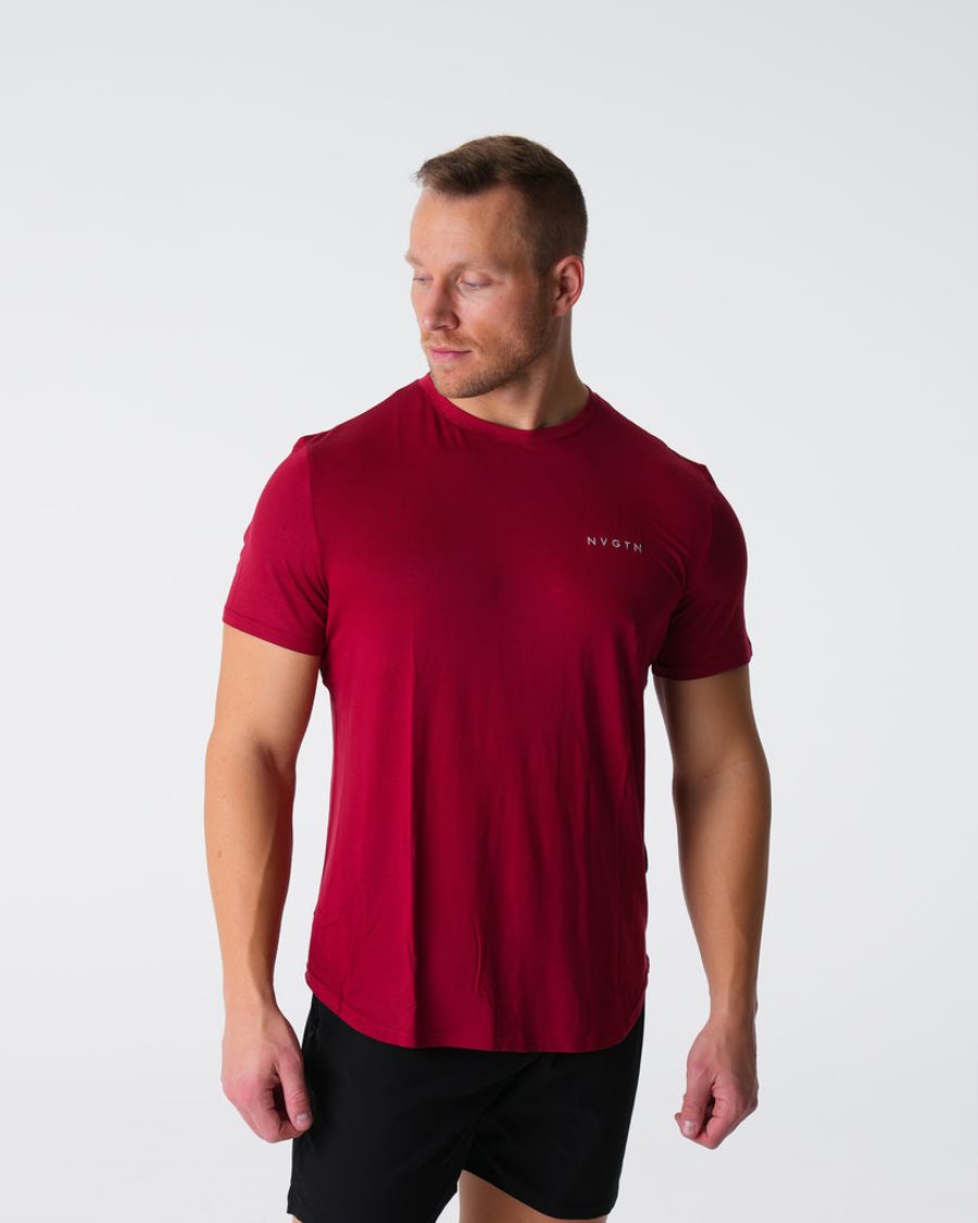 Camiseta NVGTN Tech Fitted Hombre Rosas | bezflVKe