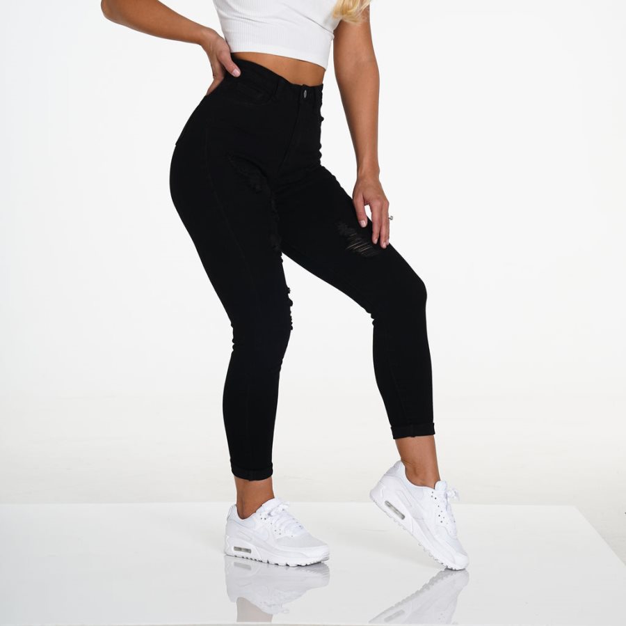 Jeans NVGTN Navishape Ripped Mujer Negras | yKcitF9L