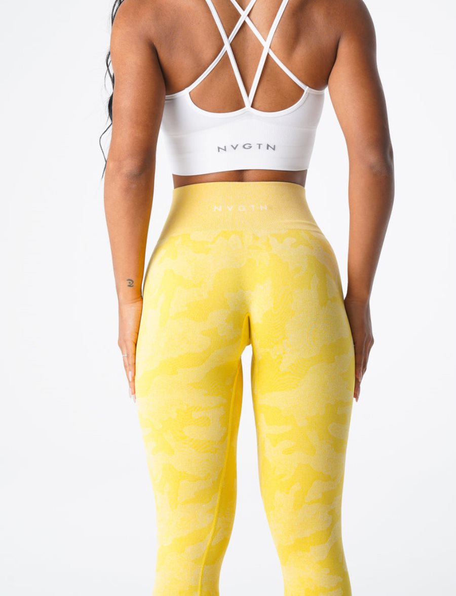 Leggins NVGTN Camo Seamless Mujer Amarillo | YfSqZCnD