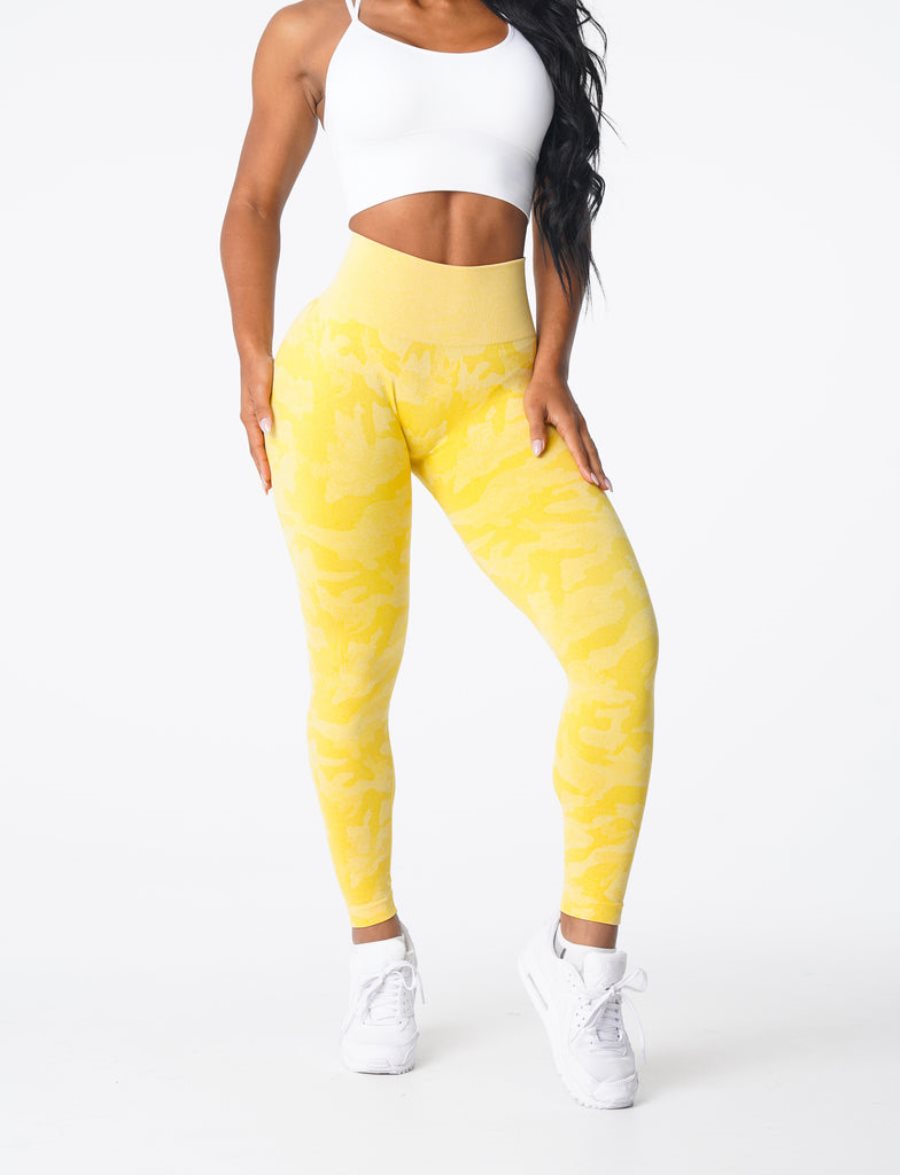 Leggins NVGTN Camo Seamless Mujer Amarillo | YfSqZCnD