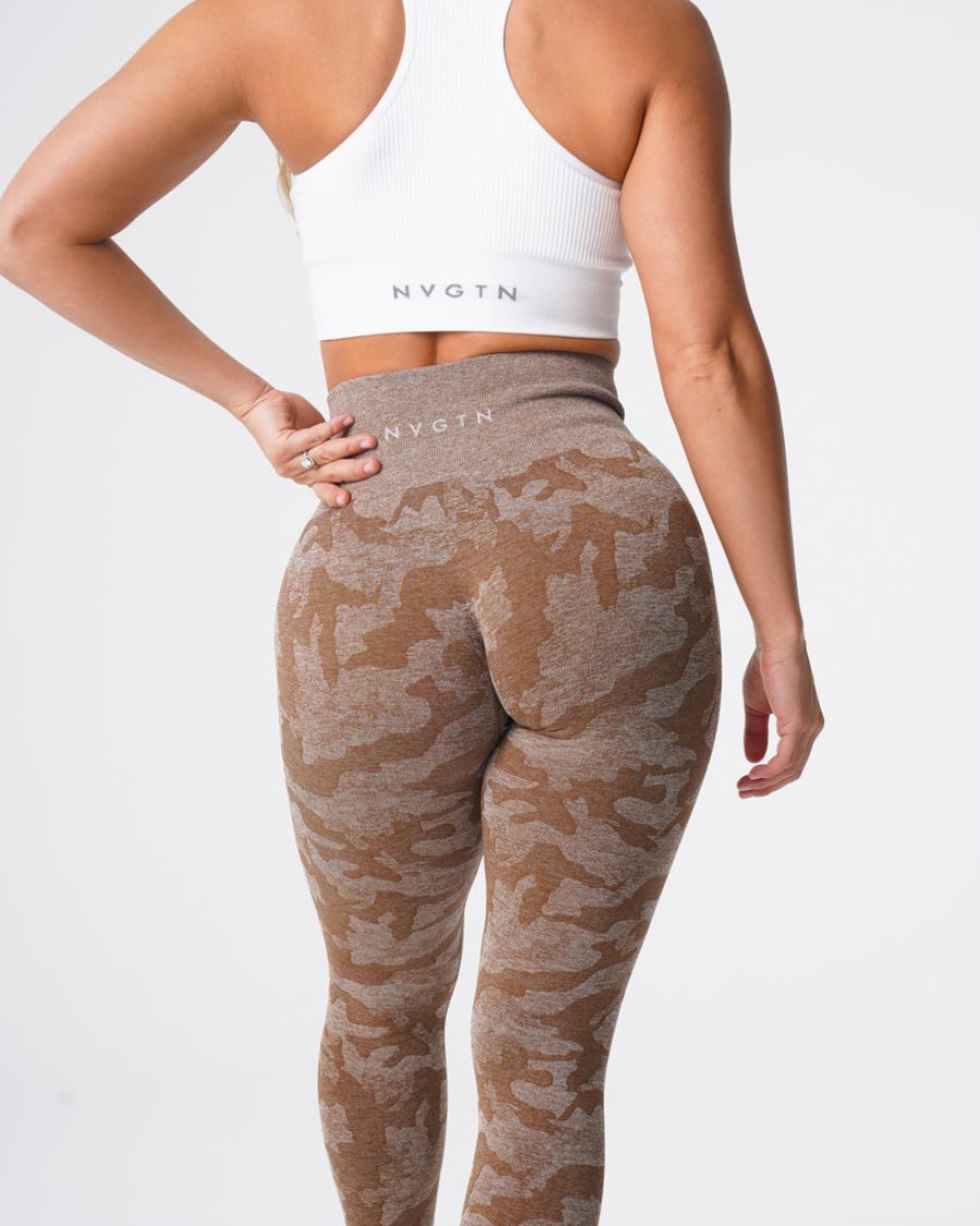 Leggins NVGTN Camo Seamless Mujer Marrones | XhDuvJNA