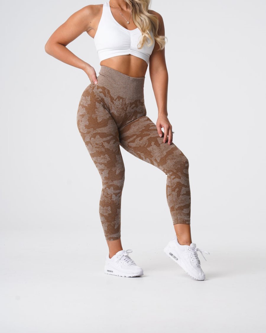 Leggins NVGTN Camo Seamless Mujer Marrones | XhDuvJNA