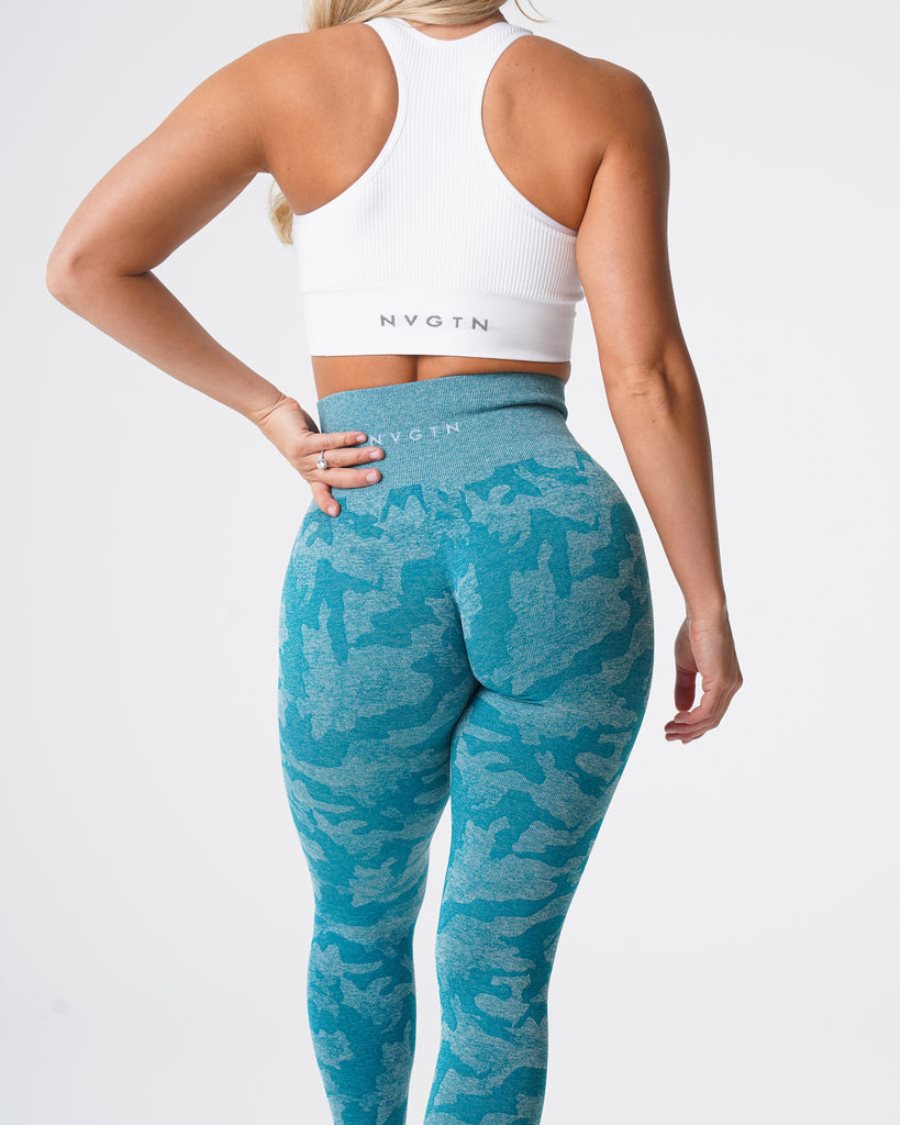 Leggins NVGTN Camo Seamless Mujer Turquesa | KQlaRhxM