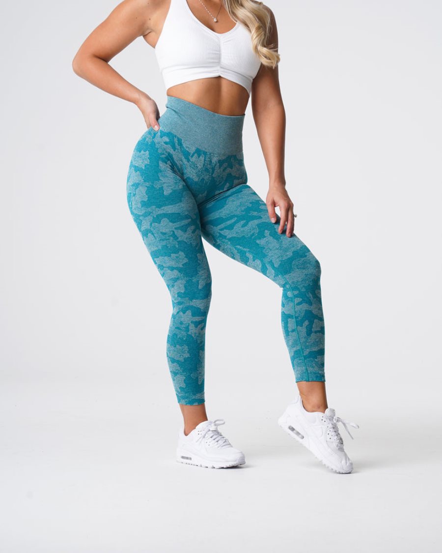 Leggins NVGTN Camo Seamless Mujer Turquesa | KQlaRhxM