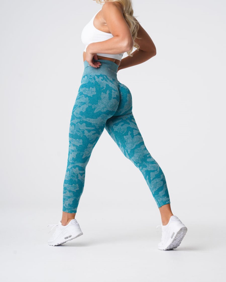 Leggins NVGTN Camo Seamless Mujer Turquesa | KQlaRhxM