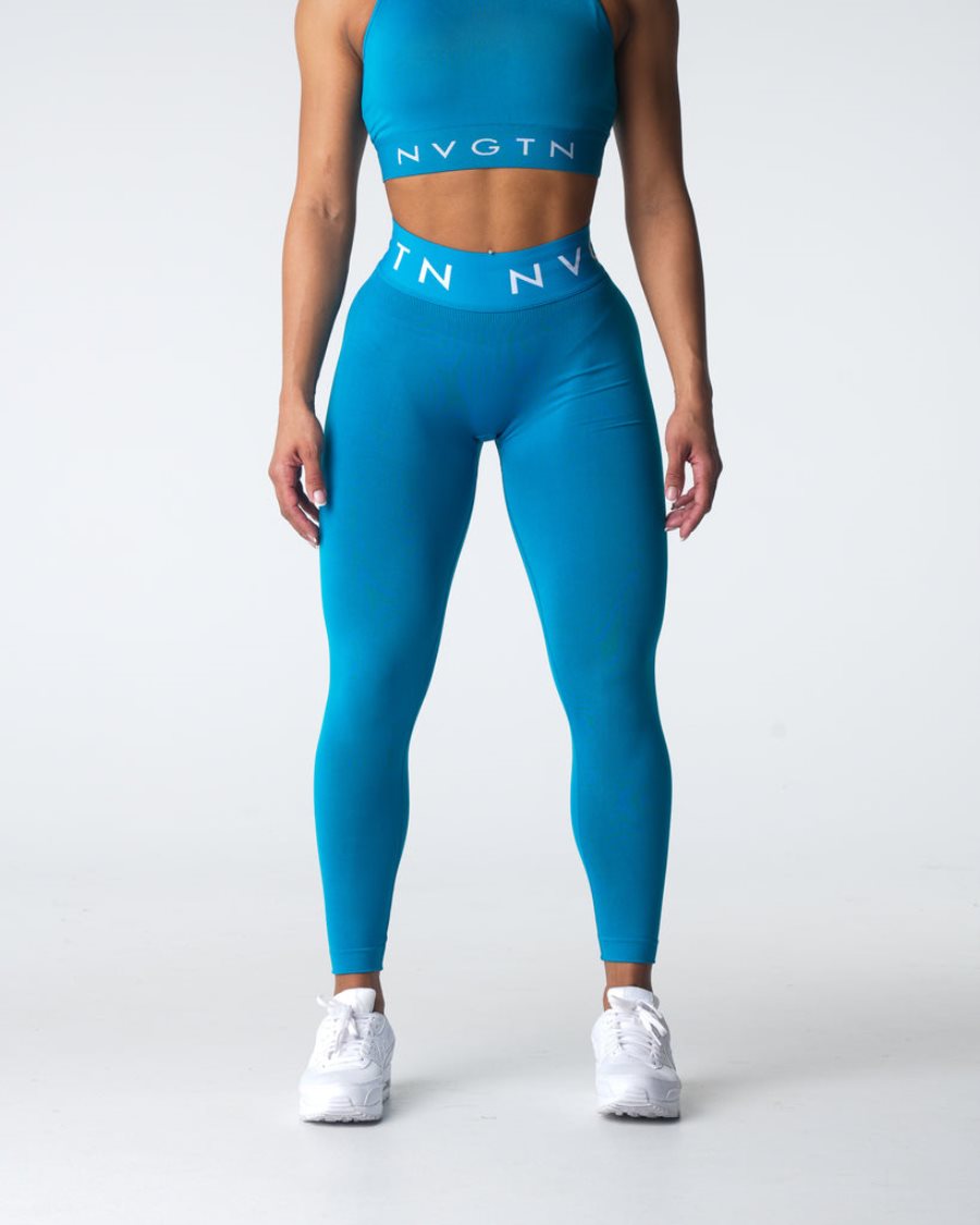 Leggins NVGTN Deporte Seamless Mujer Azules | 9OCP5IbF