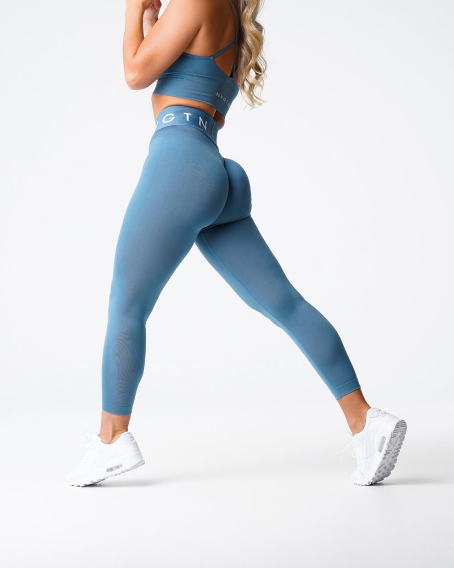 Leggins NVGTN Deporte Seamless Mujer Azules | PQ7u4Xh9