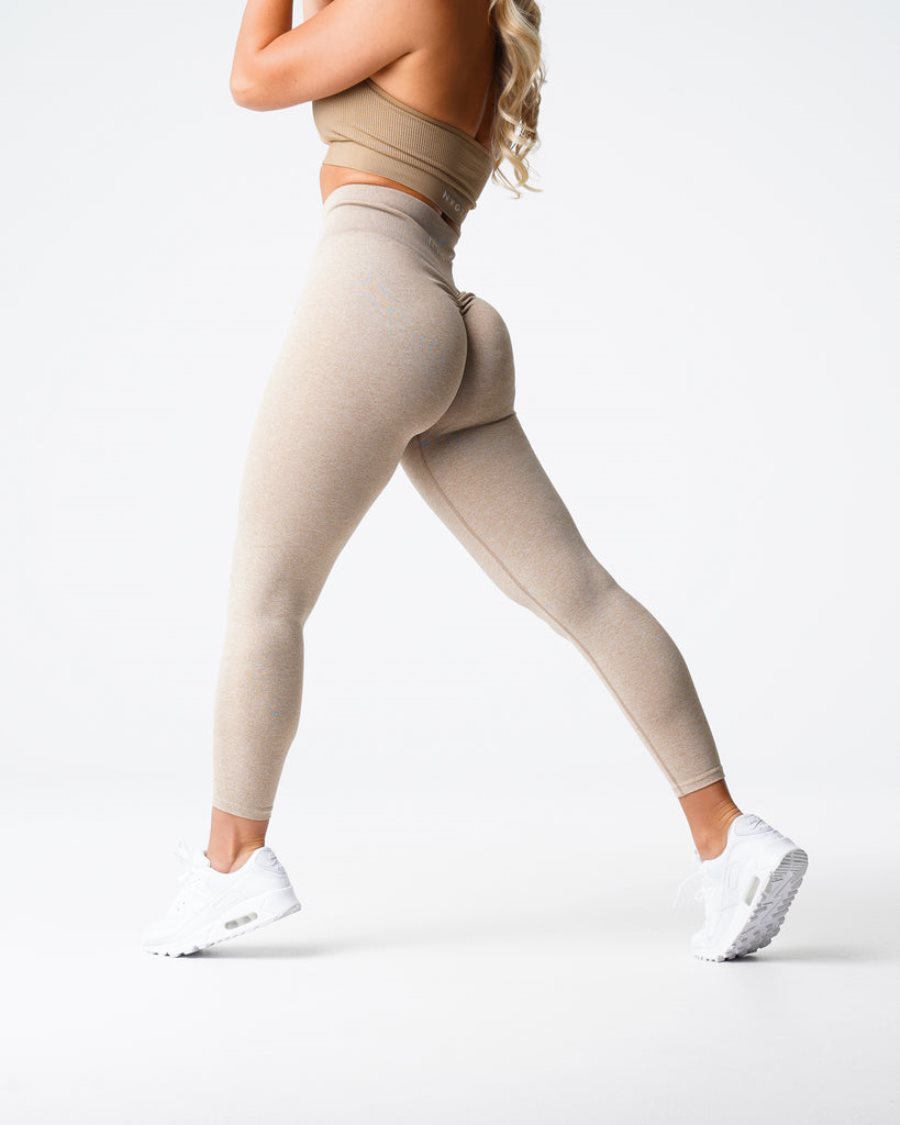 Leggins NVGTN Scrunch Seamless Mujer Beige | AJxAEyET