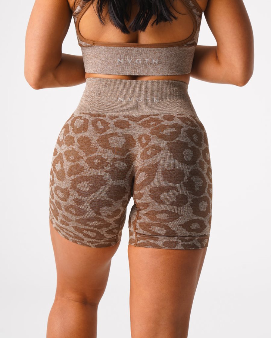 Pantalones Cortos NVGTN Leopard Seamless Mujer Marrones | Kg79H0dz