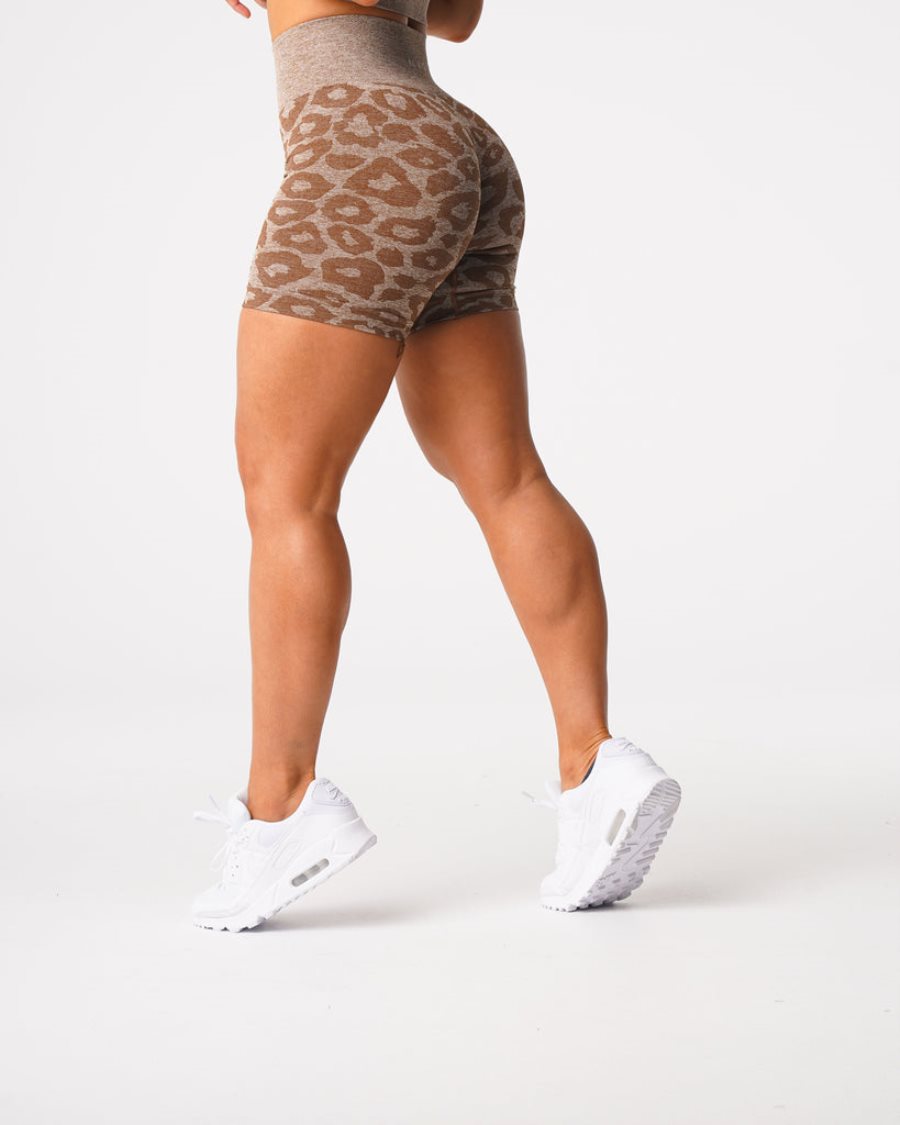 Pantalones Cortos NVGTN Leopard Seamless Mujer Marrones | Kg79H0dz