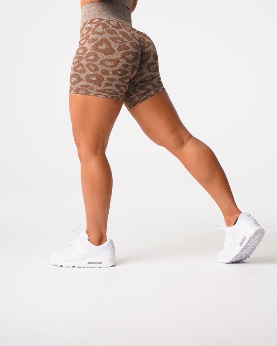 Pantalones Cortos NVGTN Leopard Seamless Mujer Marrones | Kg79H0dz