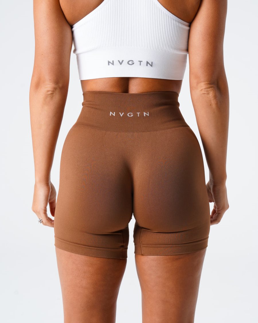 Pantalones Cortos NVGTN Solid Seamless Mujer Chocolate | yztImGzy