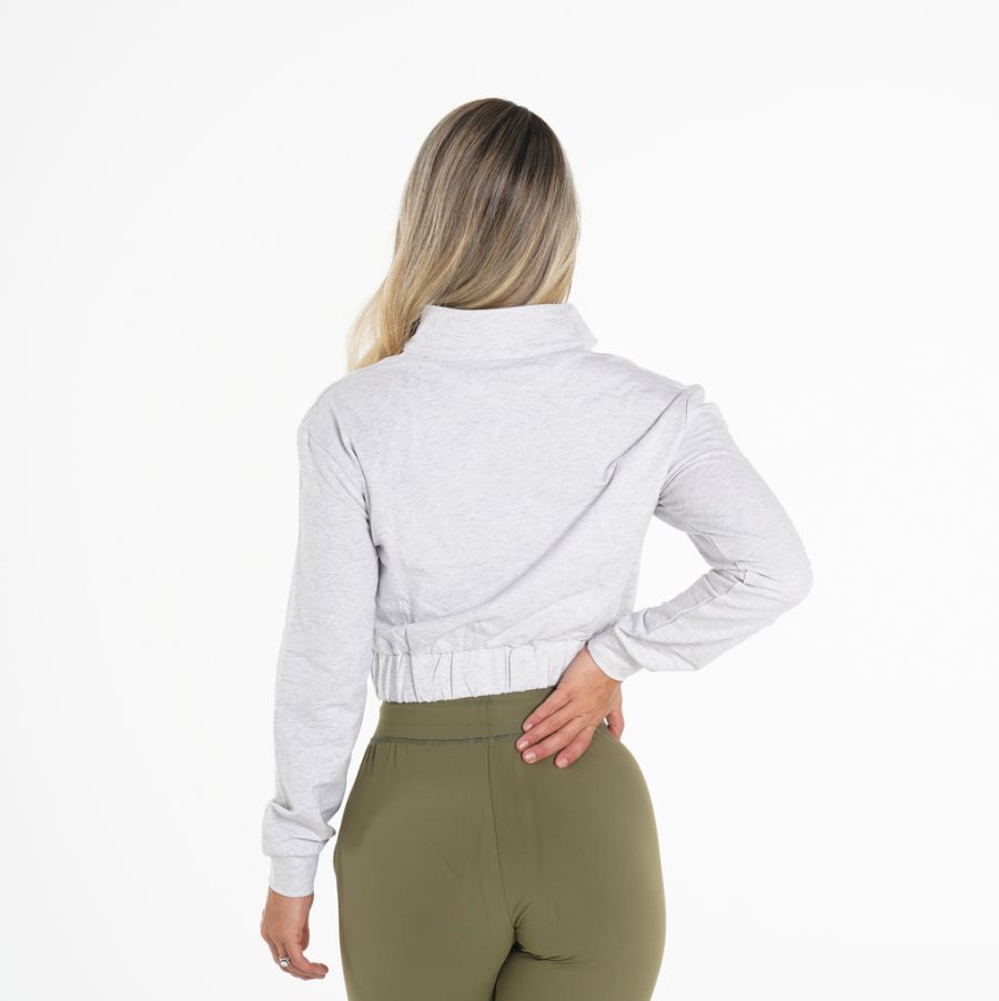 Pullover NVGTN Power Cropped Mujer Gris Claro | aFpQb1bA