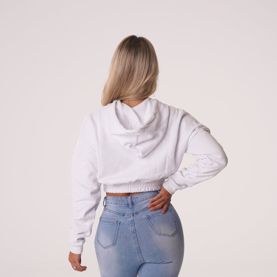 Sudadera Con Capucha NVGTN Cozy Vibes Drop Shoulder Cropped Mujer Blancas | KRWZhP64