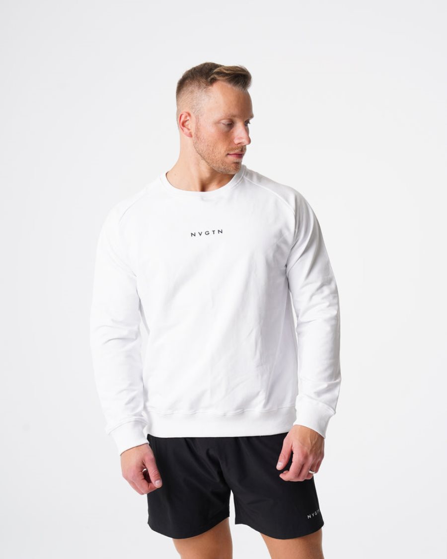 Sudaderas NVGTN Crew Neck Hombre Blancas | CGRTFt0J