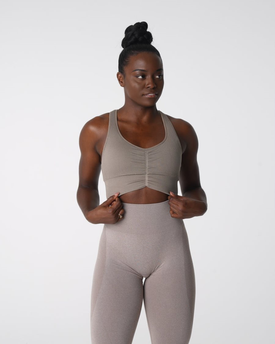 Sujetadores Deportivos NVGTN Cinched Seamless Mujer Gris Marrones | RYnNu3hf