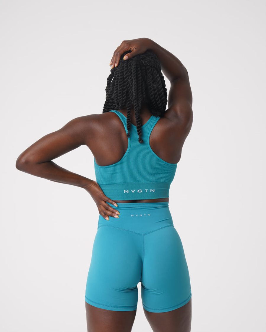 Sujetadores Deportivos NVGTN Cinched Seamless Mujer Turquesa | zBnoXTtd