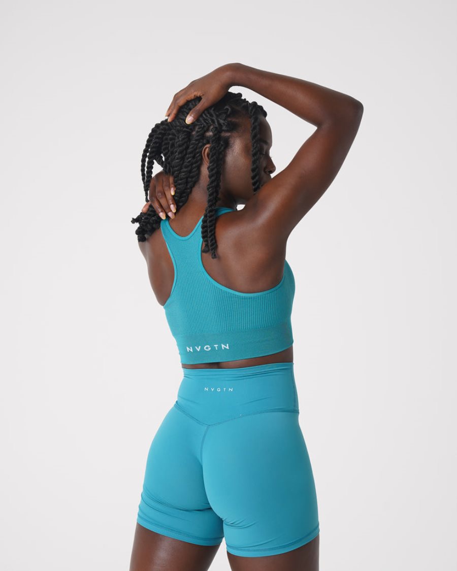 Sujetadores Deportivos NVGTN Cinched Seamless Mujer Turquesa | zBnoXTtd