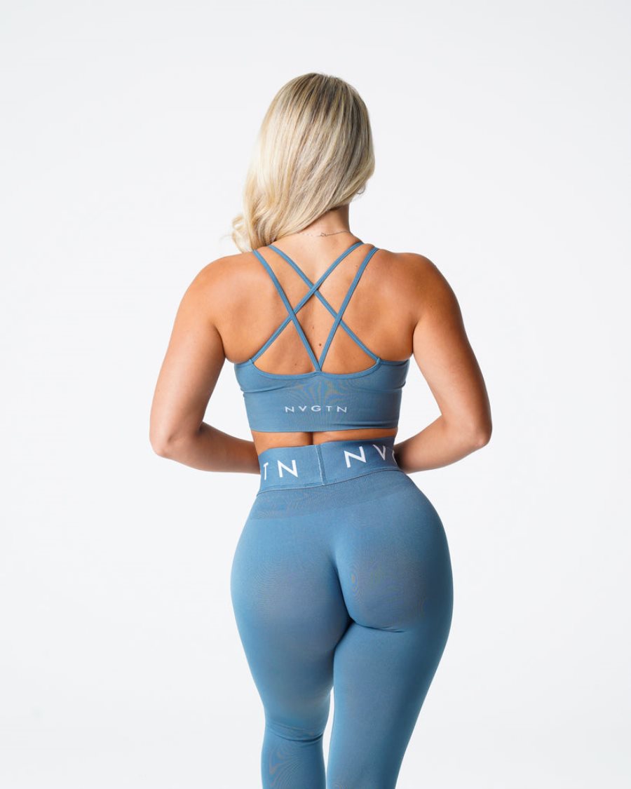 Sujetadores Deportivos NVGTN Flourish Seamless Mujer Azules | xGtw4DnN