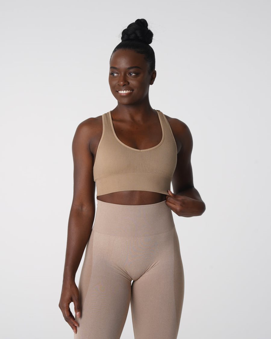 Sujetadores Deportivos NVGTN Galaxy Acanalado Seamless Mujer Beige | f6pU7OcZ