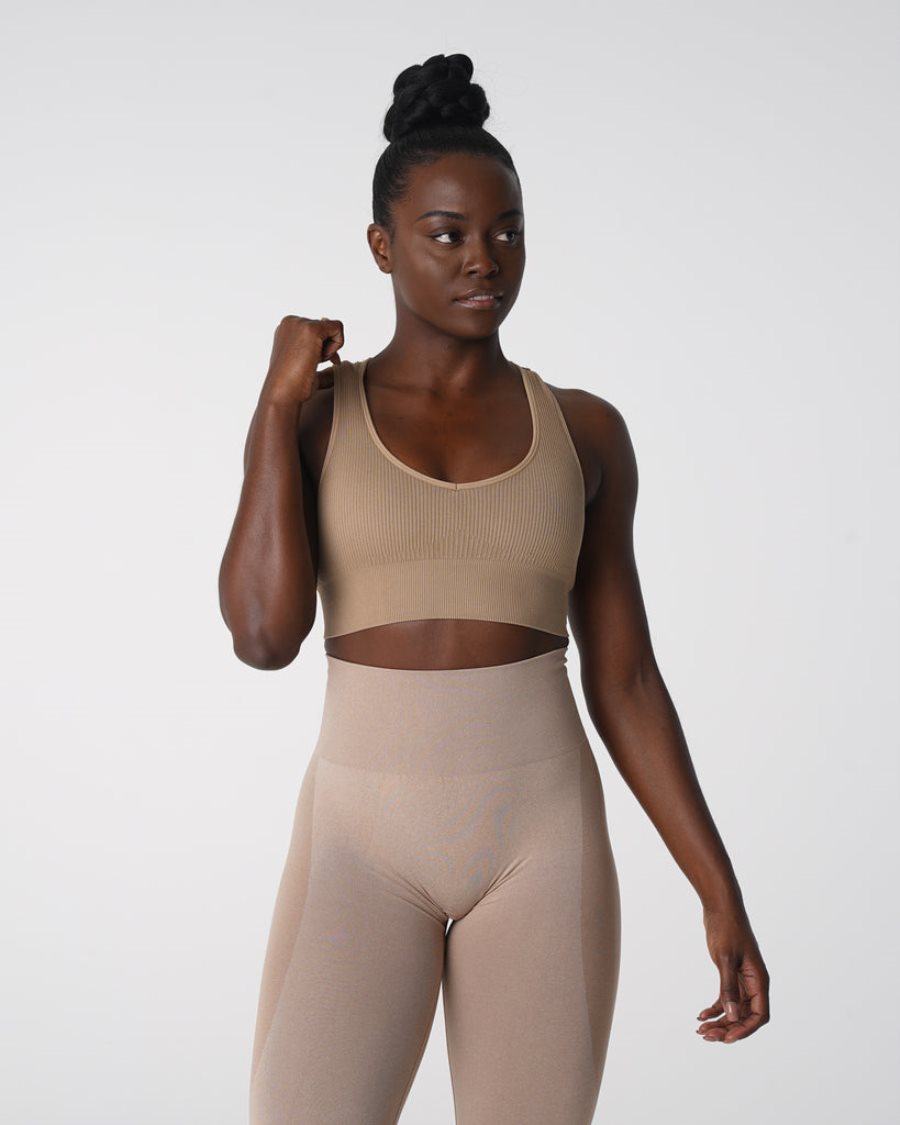 Sujetadores Deportivos NVGTN Galaxy Acanalado Seamless Mujer Beige | f6pU7OcZ