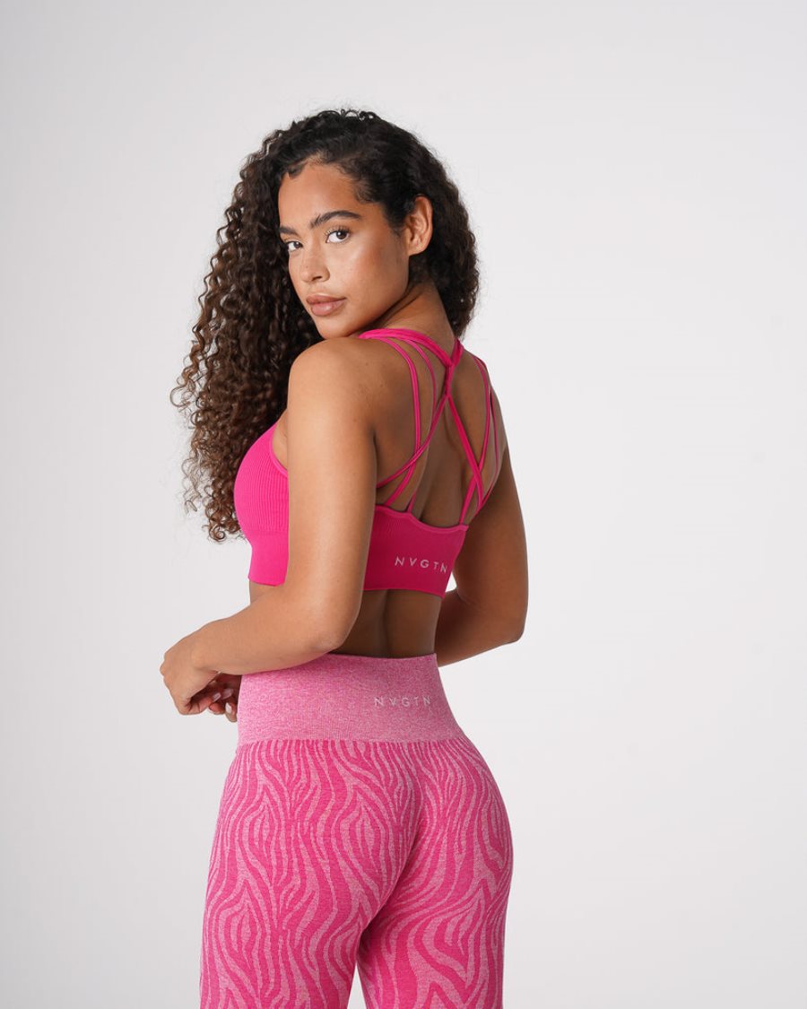 Sujetadores Deportivos NVGTN Galaxy Acanalado Seamless Mujer Fucsia | gvc93C6S