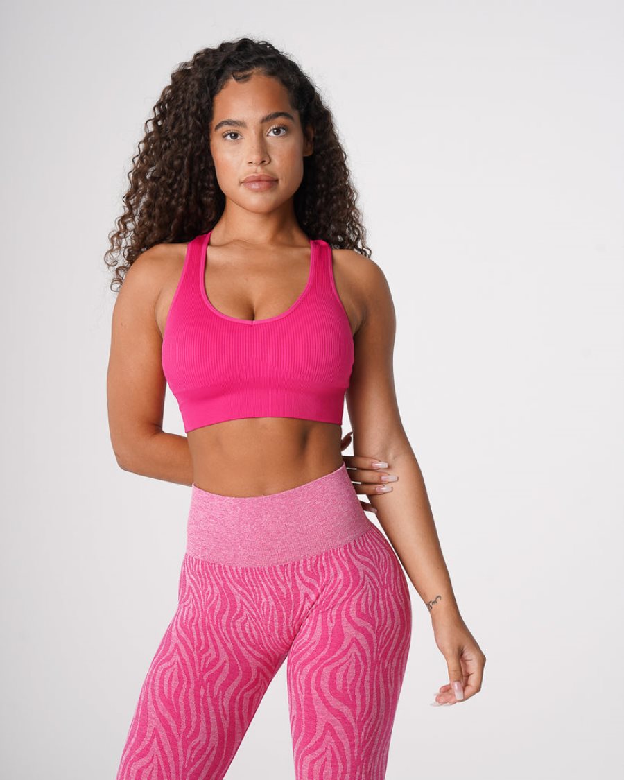 Sujetadores Deportivos NVGTN Galaxy Acanalado Seamless Mujer Fucsia | gvc93C6S