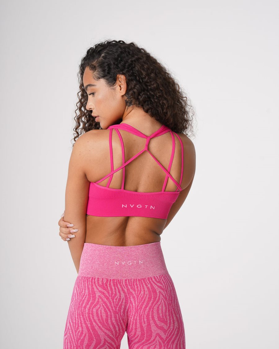 Sujetadores Deportivos NVGTN Galaxy Acanalado Seamless Mujer Fucsia | gvc93C6S