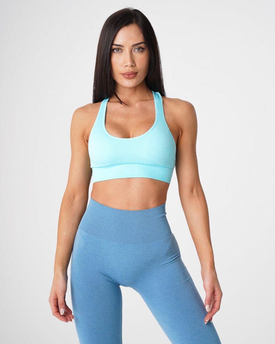 Sujetadores Deportivos NVGTN Galaxy Acanalado Seamless Mujer Turquesa Claro | wIq6ADSt