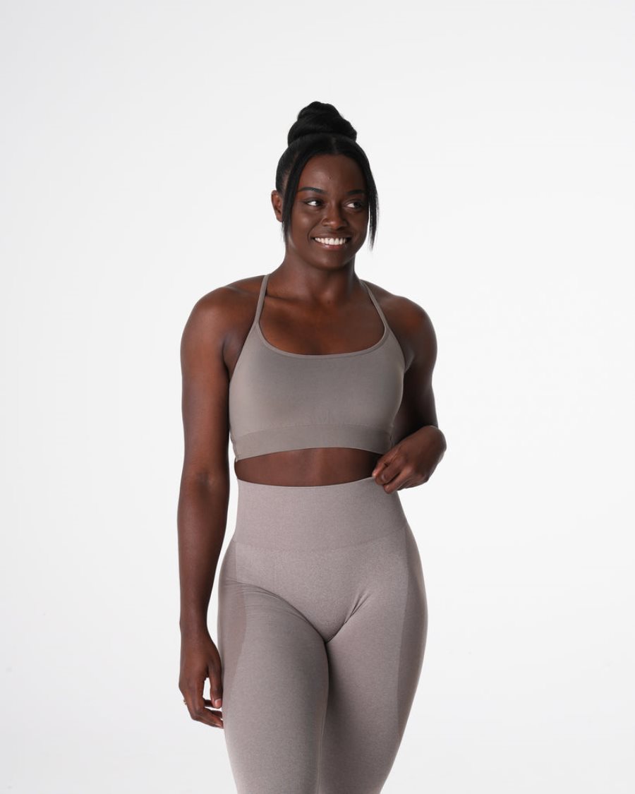 Sujetadores Deportivos NVGTN Invincible Seamless Mujer Gris Marrones | cEjLQUTy