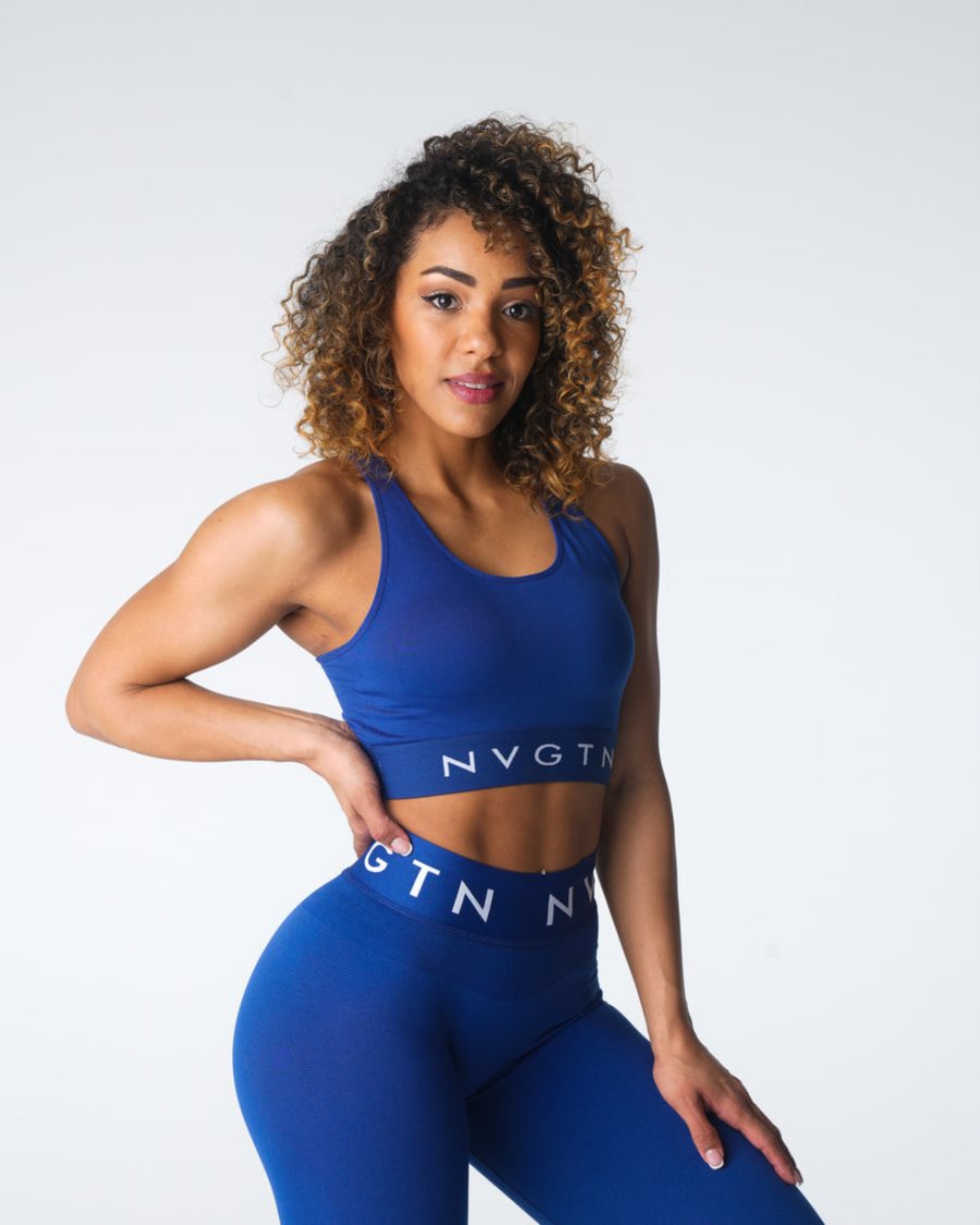 Sujetadores Deportivos NVGTN Legacy Deporte Seamless Mujer Azul Marino | JPMQppUv