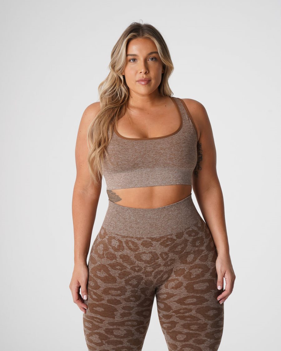 Sujetadores Deportivos NVGTN Leopard Eclipse Seamless Mujer Marrones | yO3F9R2i